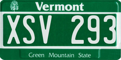 VT license plate XSV293