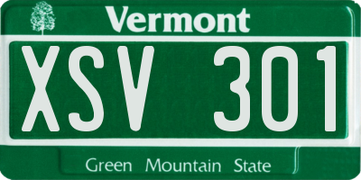 VT license plate XSV301