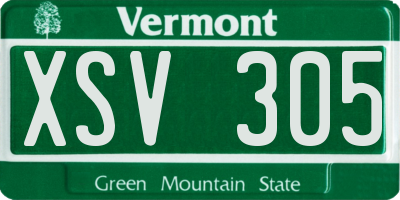 VT license plate XSV305
