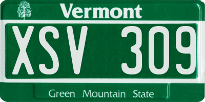 VT license plate XSV309