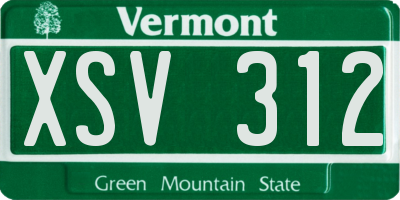 VT license plate XSV312