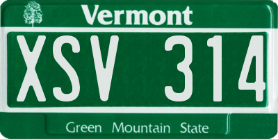 VT license plate XSV314