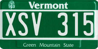 VT license plate XSV315