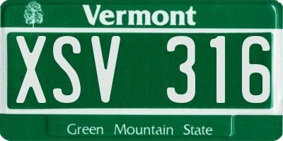 VT license plate XSV316
