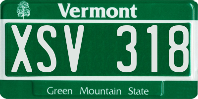 VT license plate XSV318