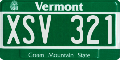 VT license plate XSV321