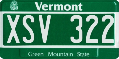 VT license plate XSV322