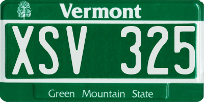 VT license plate XSV325
