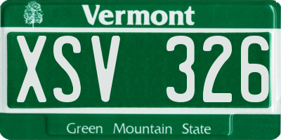 VT license plate XSV326