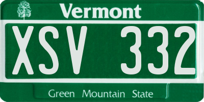 VT license plate XSV332