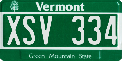 VT license plate XSV334