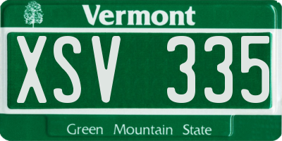 VT license plate XSV335