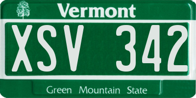 VT license plate XSV342