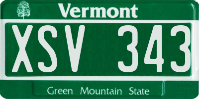 VT license plate XSV343