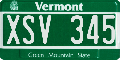 VT license plate XSV345