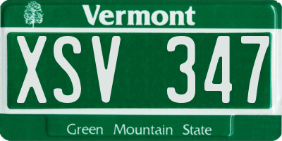 VT license plate XSV347