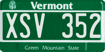 VT license plate XSV352