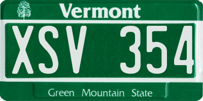 VT license plate XSV354