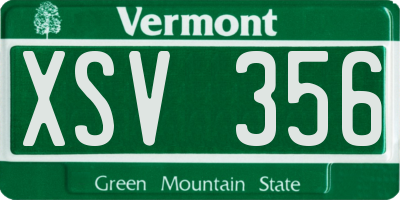 VT license plate XSV356