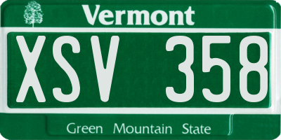 VT license plate XSV358