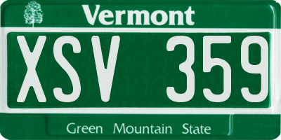 VT license plate XSV359
