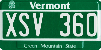 VT license plate XSV360