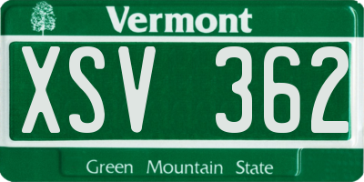 VT license plate XSV362