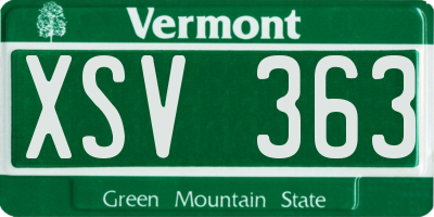 VT license plate XSV363