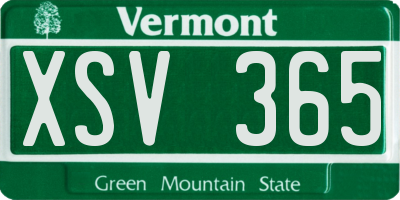 VT license plate XSV365