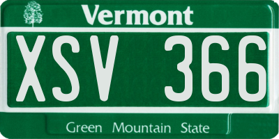 VT license plate XSV366