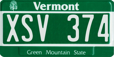 VT license plate XSV374