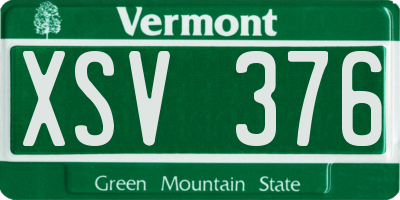 VT license plate XSV376
