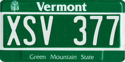 VT license plate XSV377