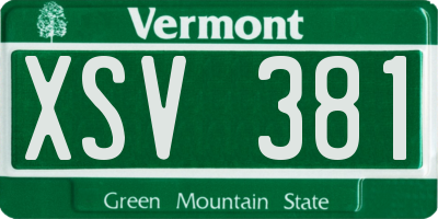 VT license plate XSV381