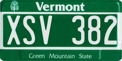 VT license plate XSV382