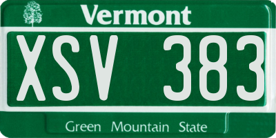 VT license plate XSV383