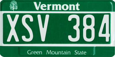 VT license plate XSV384