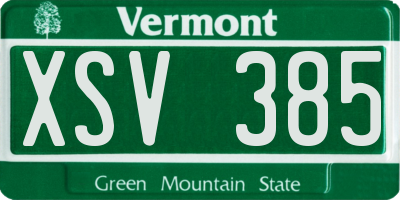 VT license plate XSV385