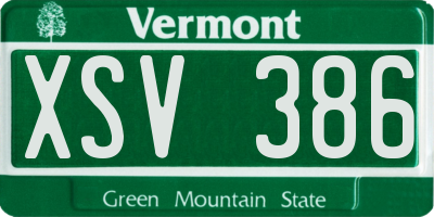 VT license plate XSV386