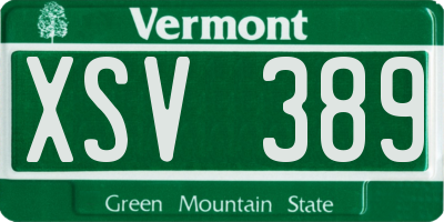 VT license plate XSV389