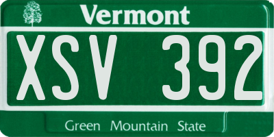 VT license plate XSV392