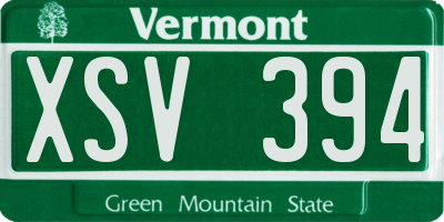 VT license plate XSV394