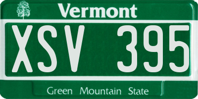 VT license plate XSV395