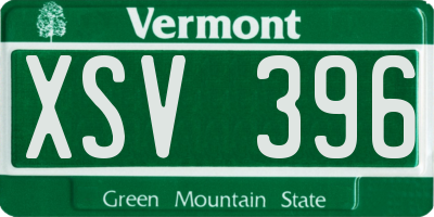 VT license plate XSV396