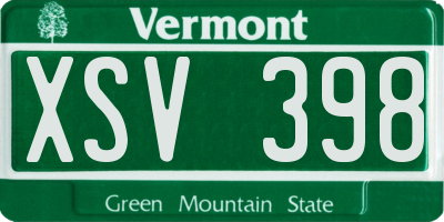 VT license plate XSV398