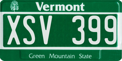 VT license plate XSV399