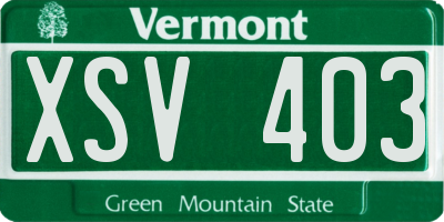 VT license plate XSV403