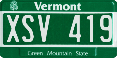 VT license plate XSV419