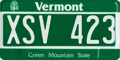 VT license plate XSV423