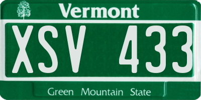 VT license plate XSV433